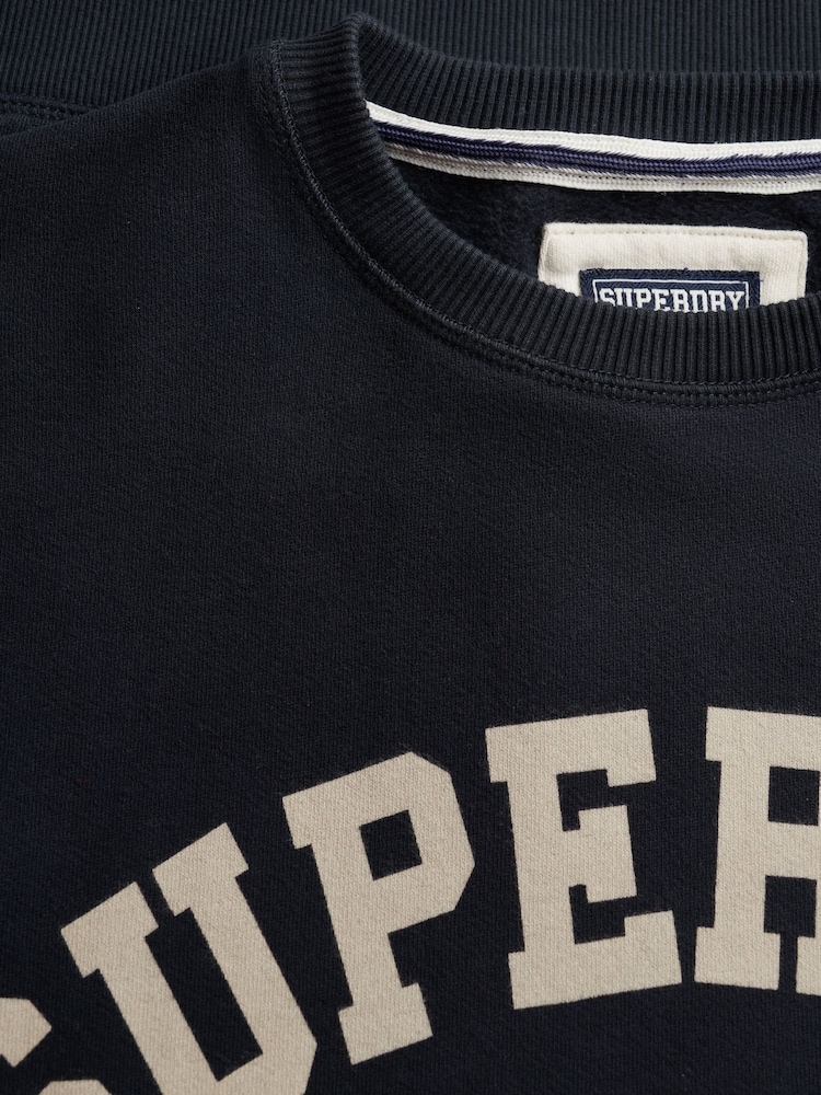 Superdry Blue Athletic Essentials Relaxed Crew Sweat Top - Image 7 of 7