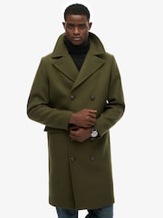 Superdry Green The Merchant Store - Wool Blend Long Coat - Image 5 of 6
