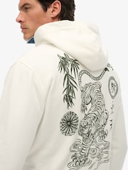 Superdry White Tokyo Narrative Loose Fit Hoodie - Image 4 of 5