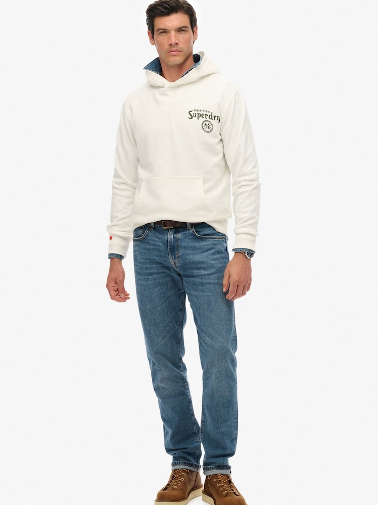 Superdry White Tokyo Narrative Loose Fit Hoodie - Image 5 of 5
