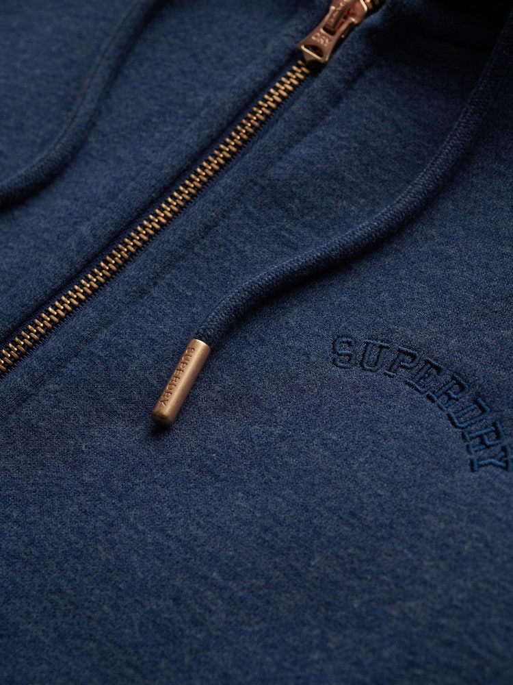 Superdry Blue Marl Essential Logo Zip Hoodie - Image 6 of 6 Superdry Blue Marl Essential Logo Zip Hoodie - Image 6 of 6