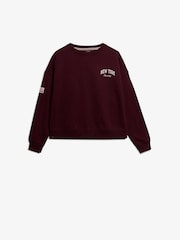 Superdry Red Athletic Essentials Relaxed Crew Sweat Top - Image 5 of 7