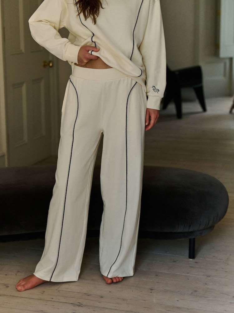 Daily by Desmond & Dempsey Cream Caballo Embroidered Joggers - Image 2 of 5