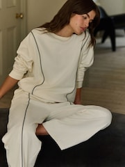 Daily by Desmond & Dempsey Cream Caballo Embroidered Sweat Top - Image 1 of 9