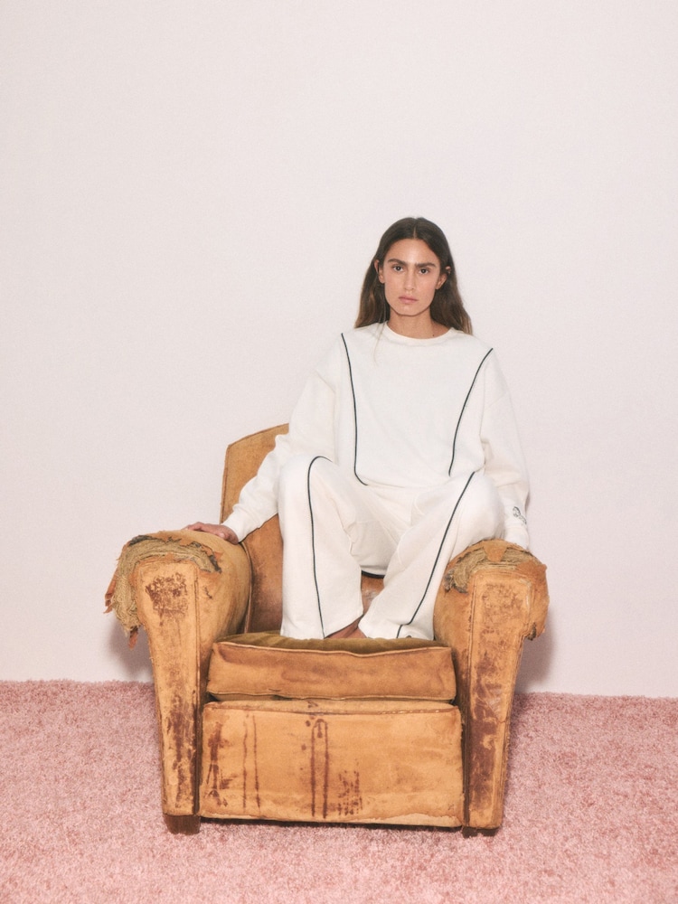 Daily by Desmond & Dempsey Cream Caballo Embroidered Sweat Top - Image 1 of 9