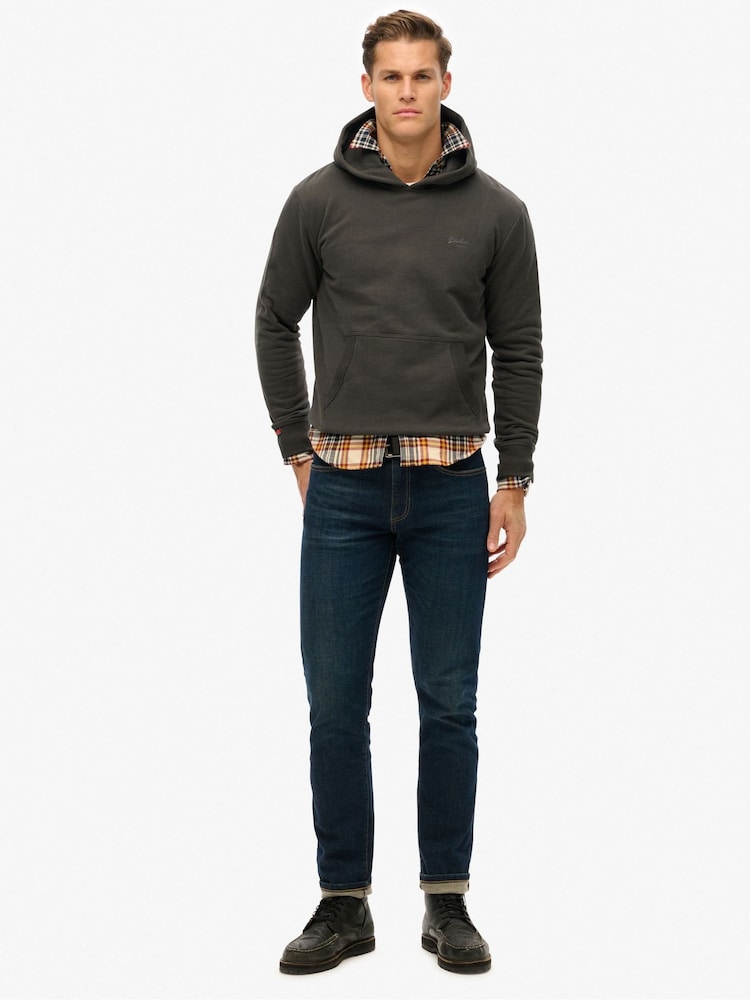 Superdry Black Essential Logo Half Brushed Hoodie - Image 2 of 6