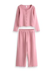 Pink/Grey/Brown Cardigan Wide Leg Pyjamas 3 Pack (3-16yrs) - Image 2 of 4
