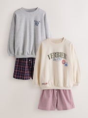 Grigio/écru - Pigiama con felpa e pantaloncini intrecciati 2 confezione (4-15anni) - Immagine 7 di 12