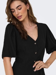 JDY Black Linen Mix Mini Shirt Dress - Image 3 of 6