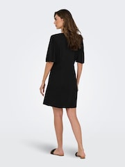 JDY Black Linen Mix Mini Shirt Dress - Image 4 of 6