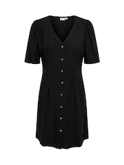 JDY Black Linen Mix Mini Shirt Dress - Image 5 of 6