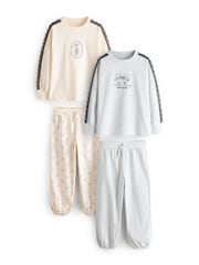 Black/Cream Jogger Pyjamas 2 Pack (3-16yrs) - Image 8 of 10
