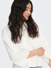 JDY White Cheesecloth Crop Shirt - Image 2 of 6