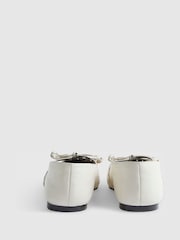 River Island Cream Eyelet Bow Square Toe Ballet Pumps - Image 4 of 6