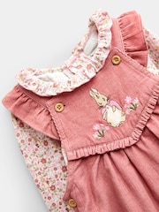 JoJo Maman Bébé Pink Peter Rabbit Flopsy Cord Dungaree Set - Image 7 of 8