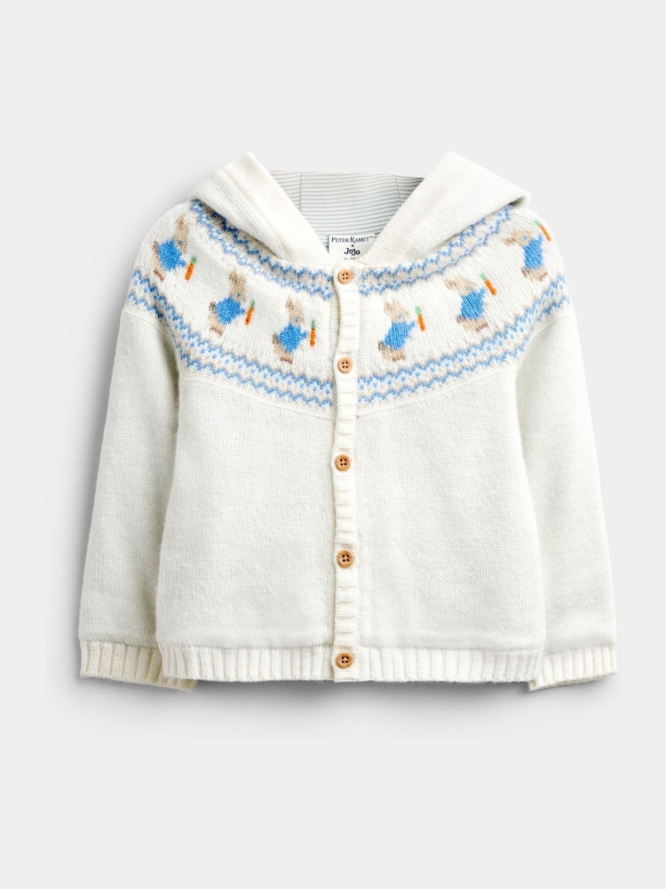JoJo Maman Bébé Natural Peter Rabbit Fairisle Cardigan - Image 1 of 4 JoJo Maman Bébé Natural Peter Rabbit Fairisle Cardigan - Image 1 of 4