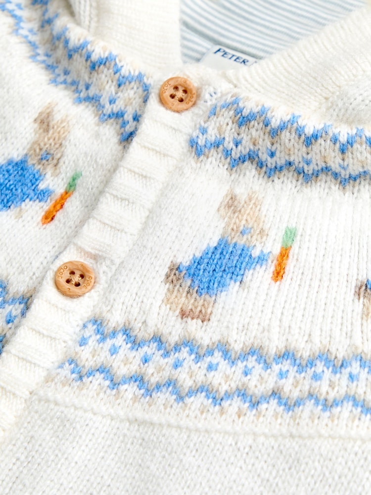 JoJo Maman Bébé Natural Peter Rabbit Fairisle Cardigan - Image 4 of 4 JoJo Maman Bébé Natural Peter Rabbit Fairisle Cardigan - Image 4 of 4