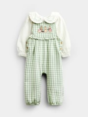 JoJo Maman Bébé Green Peter Rabbit Flopsy Gingham Dungaree Set - Image 1 of 7