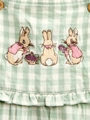 JoJo Maman Bébé Green Peter Rabbit Flopsy Gingham Dungaree Set - Image 7 of 7