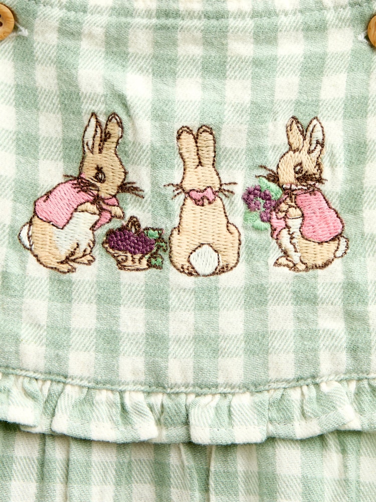 JoJo Maman Bébé Green Peter Rabbit Flopsy Gingham Dungaree Set - Image 7 of 7 JoJo Maman Bébé Green Peter Rabbit Flopsy Gingham Dungaree Set - Image 7 of 7