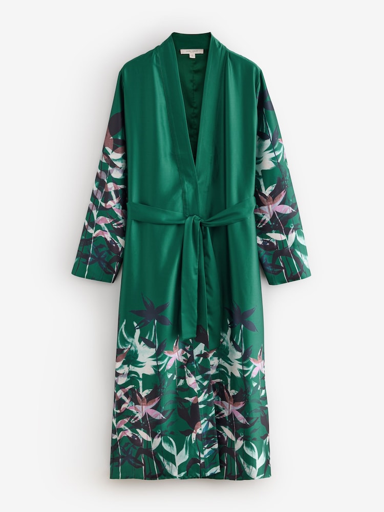 Laura Ashley Green Alderwick Satin Robe - Image 1 of 4