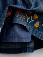 JoJo Maman Bébé Chambray Blue Hedgehog Embroidered Dress Set - Image 7 of 8