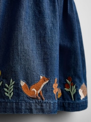 JoJo Maman Bébé Chambray Blue Hedgehog Embroidered Dress Set - Image 8 of 8