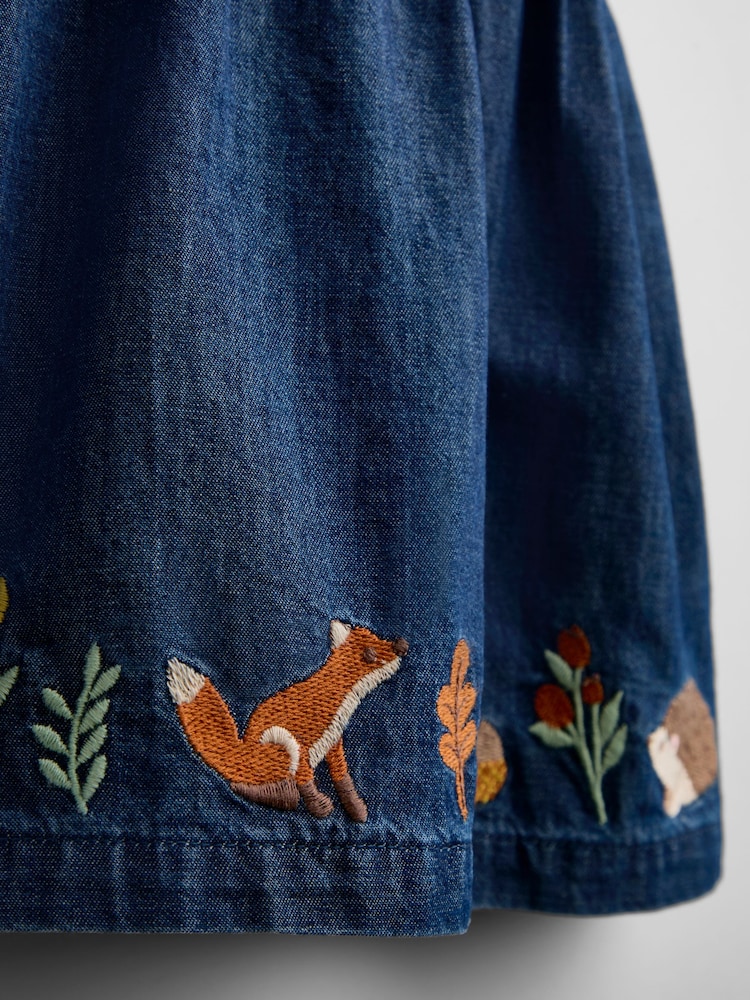 JoJo Maman Bébé Chambray Blue Hedgehog Embroidered Dress Set - Image 8 of 8 JoJo Maman Bébé Chambray Blue Hedgehog Embroidered Dress Set - Image 8 of 8