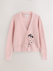Chinti & Parker Pink Cotton Snoopy Crochet Peekabo Cardigan - Image 1 of 1