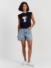 Chinti & Parker Blue Cotton Snoopy Cherry Tank - Image 1 of 3