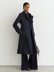 Reiss Navy Azura Petite Hooded Insert Trench Coat - Image 1 of 10