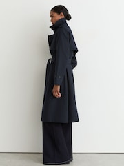 Reiss Navy Azura Petite Hooded Insert Trench Coat - Image 7 of 10