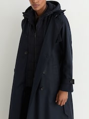Reiss Navy Azura Petite Hooded Insert Trench Coat - Image 8 of 10