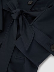 Reiss Navy Azura Petite Hooded Insert Trench Coat - Image 9 of 10