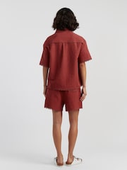 Chinti & Parker Red Linen Blend Scallop Edge Shirt - Image 2 of 4