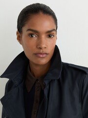 Reiss Navy Azura Hooded Insert Trench Coat - Image 3 of 9