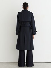 Reiss Navy Azura Hooded Insert Trench Coat - Image 4 of 9