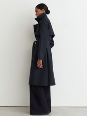 Reiss Navy Azura Hooded Insert Trench Coat - Image 6 of 9