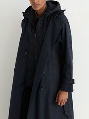 Reiss Navy Azura Hooded Insert Trench Coat - Image 7 of 9