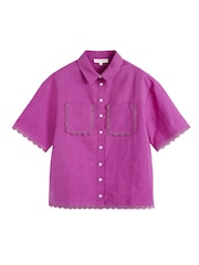 Chinti & Parker Pink Linen Blend Scallop Edge Shirt - Image 4 of 4