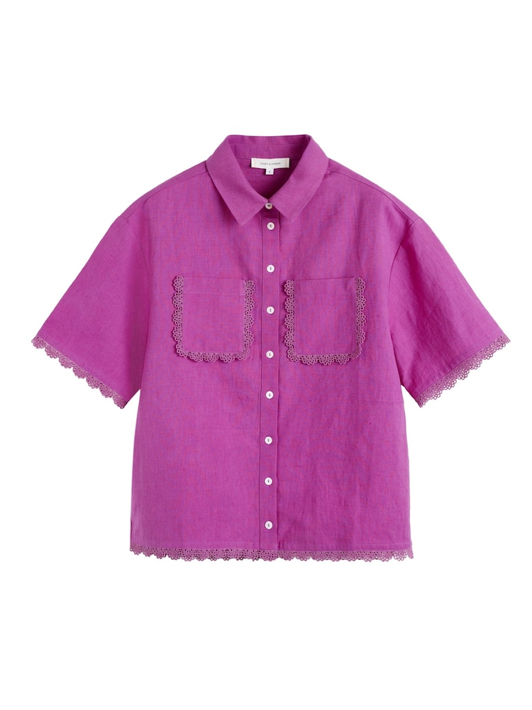 Chinti & Parker Pink Linen Blend Scallop Edge Shirt - Image 4 of 4 Chinti & Parker Pink Linen Blend Scallop Edge Shirt - Image 4 of 4