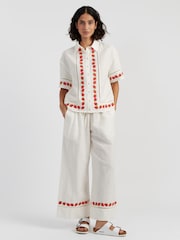 Chinti & Parker Cream Linen-Blend Strawberry Shirt - Image 1 of 4