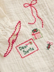 Ecru Embroidered Christmas Woven Button Through Pyjamas (9mths-10yrs) - Image 11 of 14
