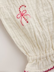 Ecru Embroidered Christmas Woven Button Through Pyjamas (9mths-10yrs) - Image 13 of 14