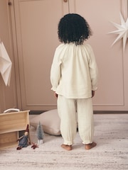 Ecru Embroidered Christmas Woven Button Through Pyjamas (9mths-10yrs) - Image 4 of 14