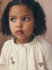 Ecru Embroidered Christmas Woven Button Through Pyjamas (9mths-10yrs) - Image 5 of 14