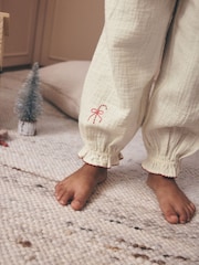 Ecru Embroidered Christmas Woven Button Through Pyjamas (9mths-10yrs) - Image 6 of 14