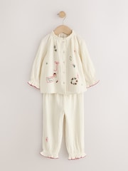 Ecru Embroidered Christmas Woven Button Through Pyjamas (9mths-10yrs) - Image 8 of 14