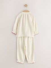 Ecru Embroidered Christmas Woven Button Through Pyjamas (9mths-10yrs) - Image 9 of 14