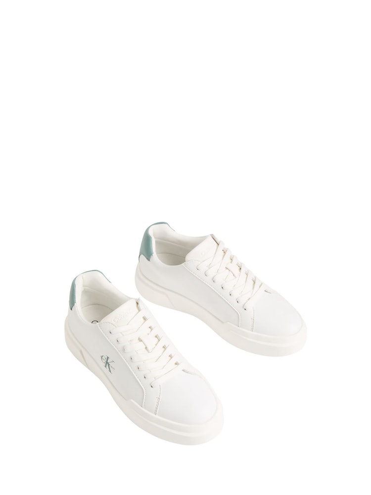 Hvit/Blå - Calvin Klein Avenue skinnsko med logo - Bilde 2 av 4